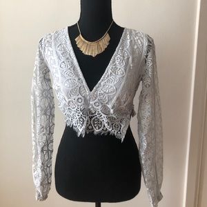 Lace periwinkle crop top